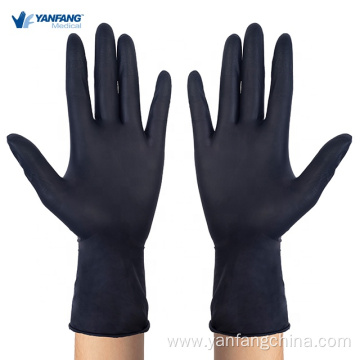 Pearlescent Long Black Powered Free Medical Nitrile Gloves